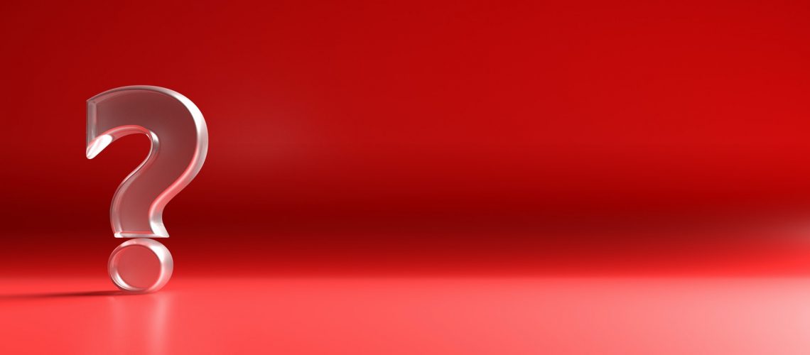 Exclamation mark on red background. 3d illustration